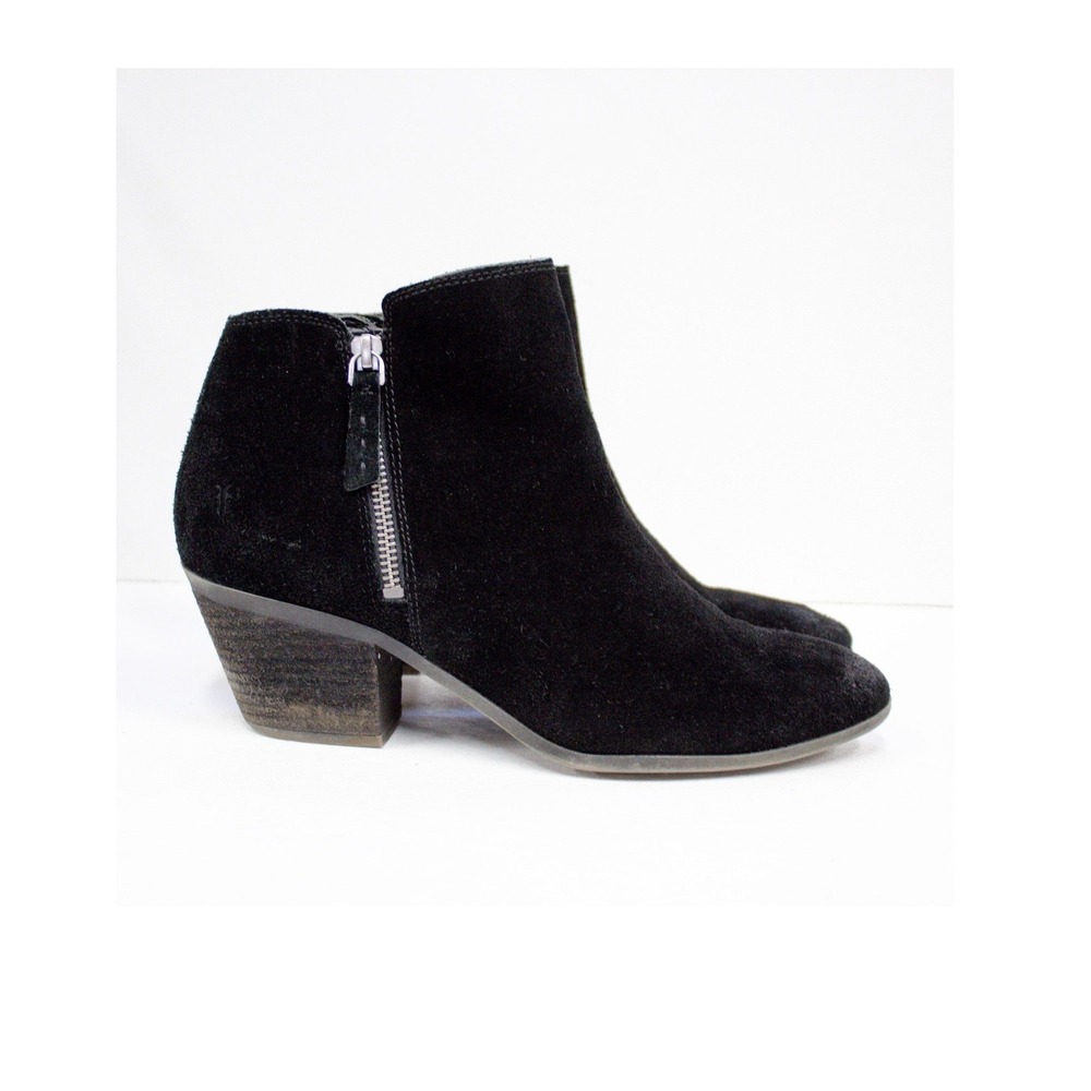 FRYE Boots | Frye Judy Black Suede Leather Booties Double Zip Ankle Boot Size 9 - Picture 5 of 11